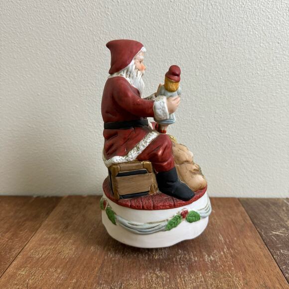 Vintage Santa Claus with Toys Musical Porcelain Bisque Hand Painted Silent Night - Picture 4 of 7